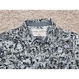 Cody James Boys Western‎ Button Down Paisley Print Long Sleeve Cotton Shirt M